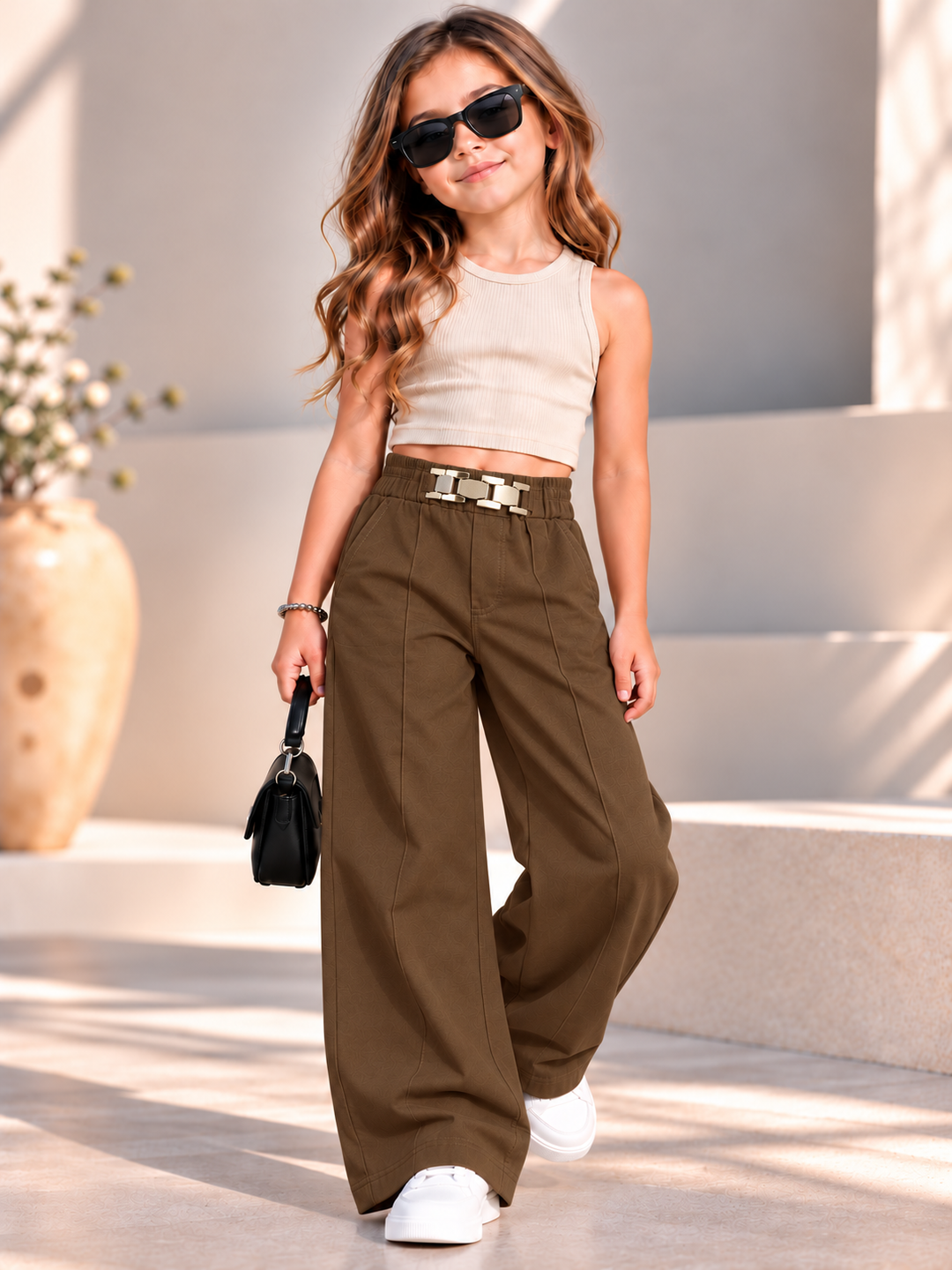 Girls Brown Korean Pant [ONLY PANT] [GJ-3C-6589] (3-11Years)
