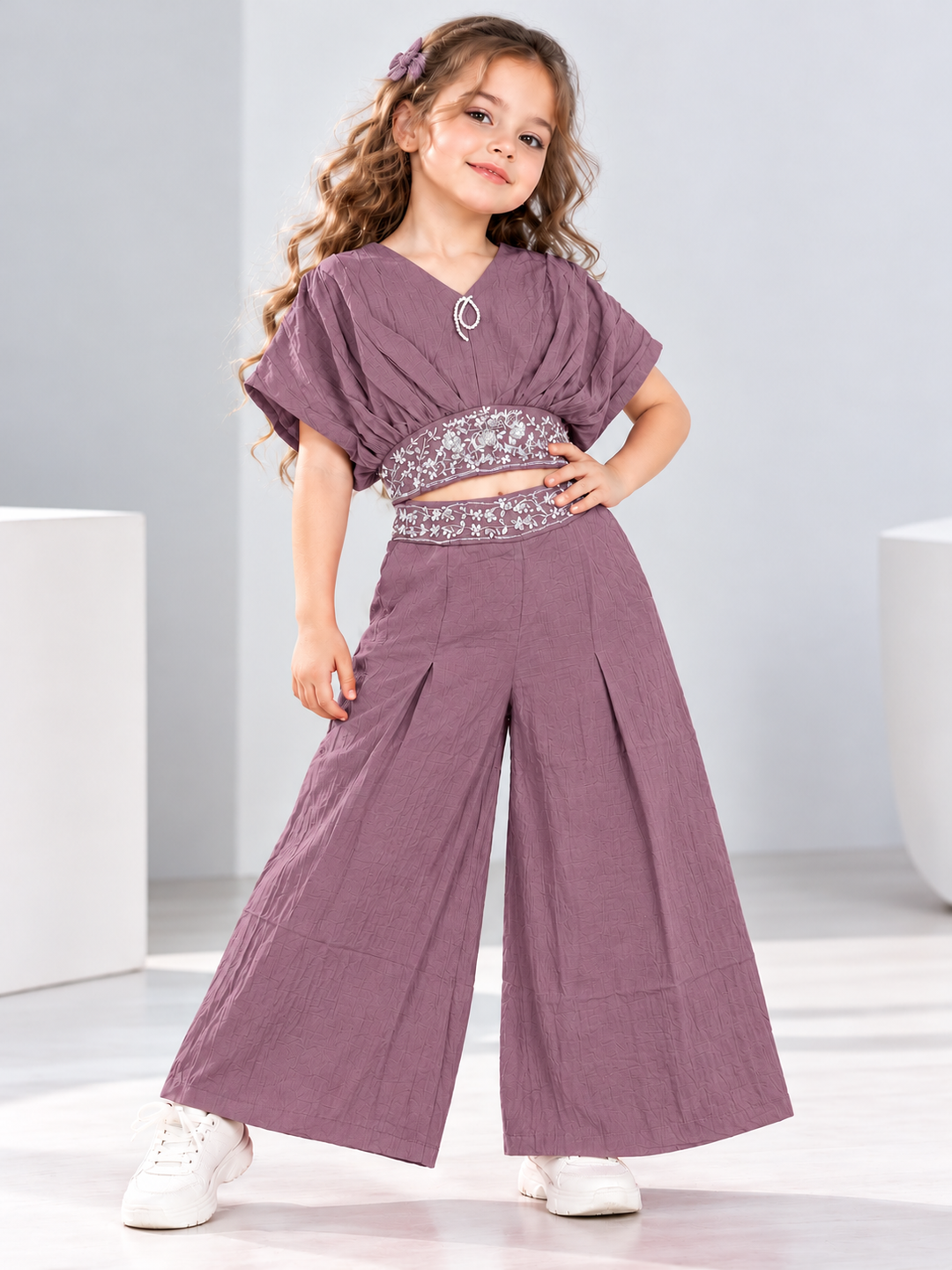 Girl's Party Wear Purple Co-Ord Set [GCS-6C-4125] (3-10 Years)