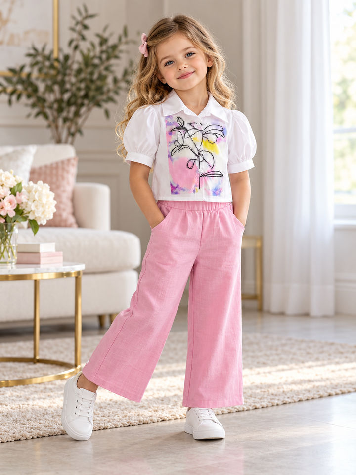 Girl's Cotton Printed Co-Ord Set [GCS-2F-7332](4-12 Years)