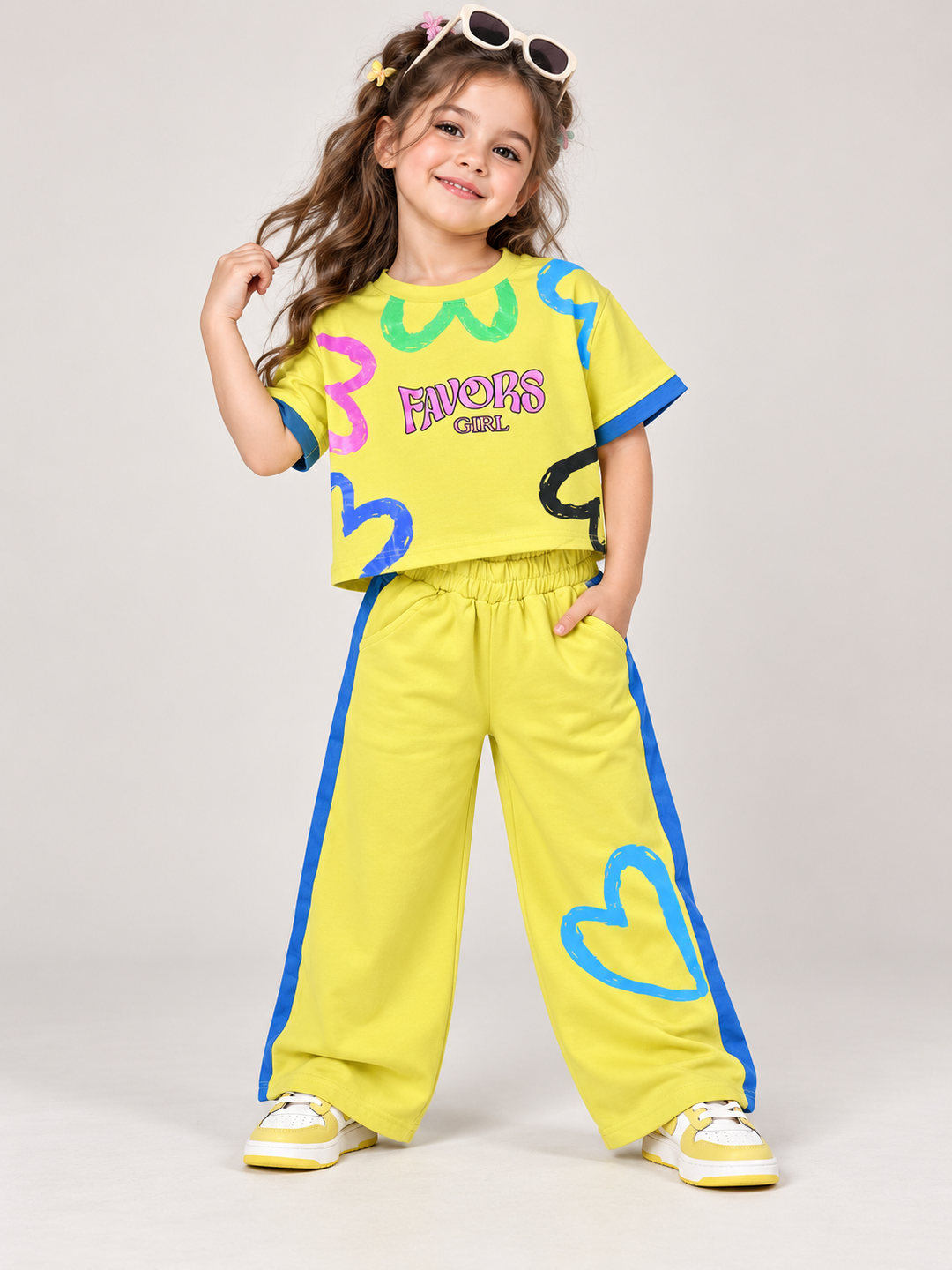Girls Casual Mustard Yellow Co-Ord Set [GCS-2E-5430] (4-12 Years)