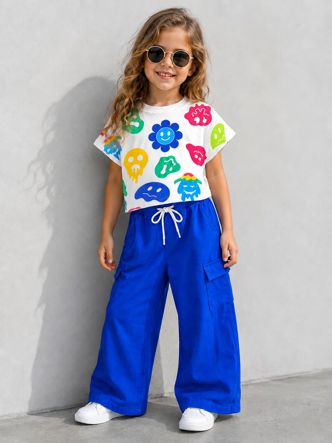 Girl's Casual Royal Blue Co-Ord Set [GCS-6E-7563] (4-12 Years)
