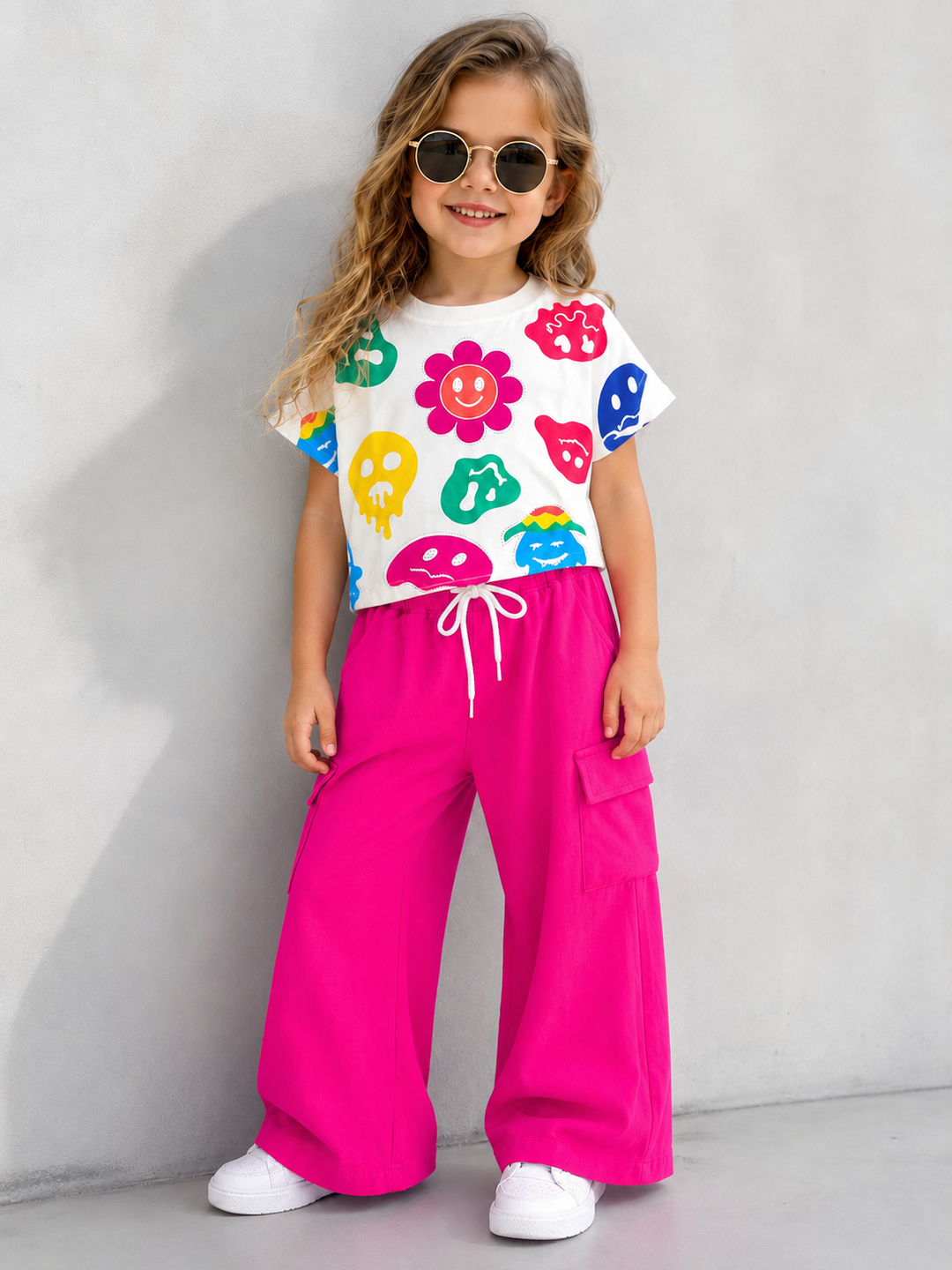 Girl's Casual Hot Pink Co-Ord Set [GCS-1E-1947] (4-12 Years)