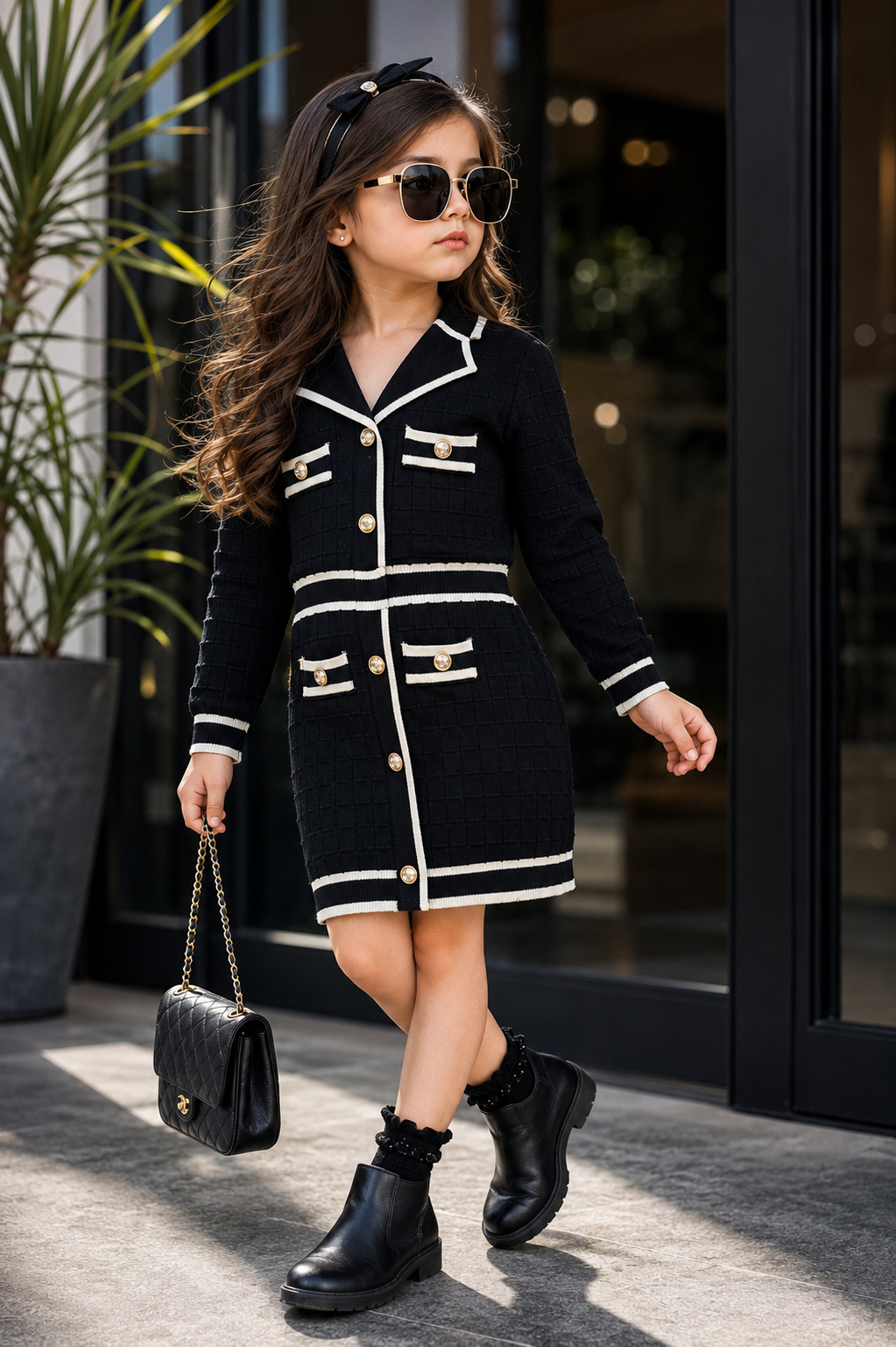 Girls Black Bodycon One-Peice [GD-6B-1489] (9 Month -12 Years)