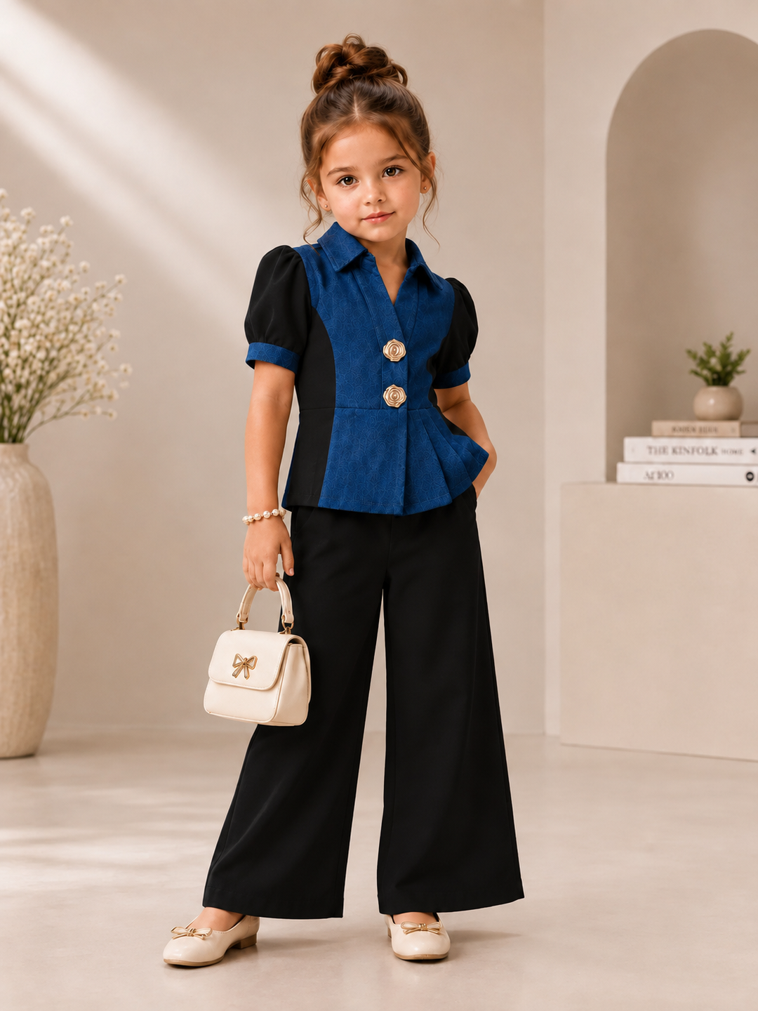 Girls Imported Black Waist Coat Co-ord Set [GCS-5C-8877] (4-12 Years)