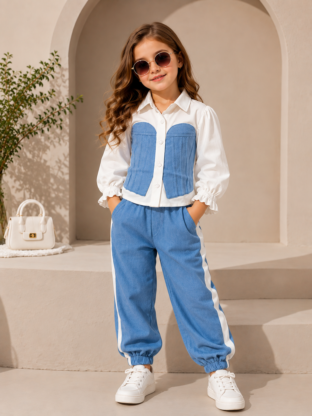 Girl's Designer Denim Co-Ord Set [GCS-3F-6009] (3-15 Years)