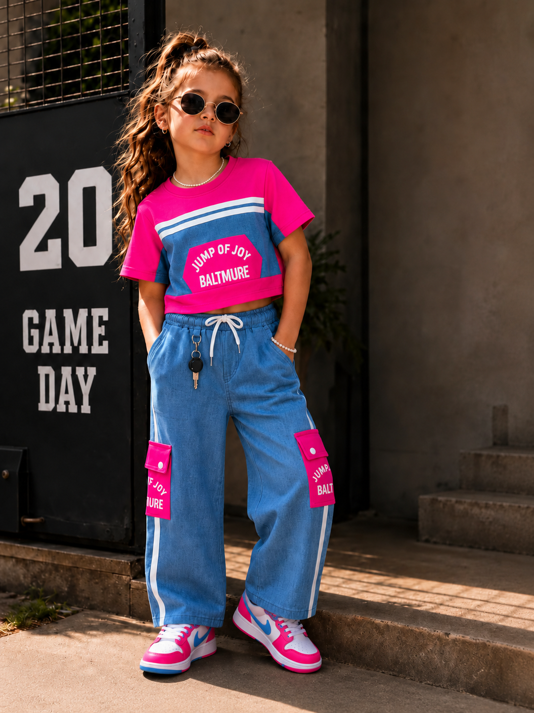 Girl's Designer Hot Pink Co-Ord Set [GCS-2F-1265] (3-12 Years)