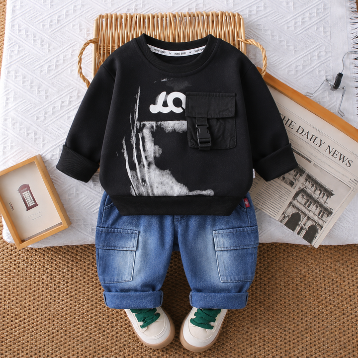 Boys Imported Black Cord Set [BT-1K-3954] [1-6 Years]