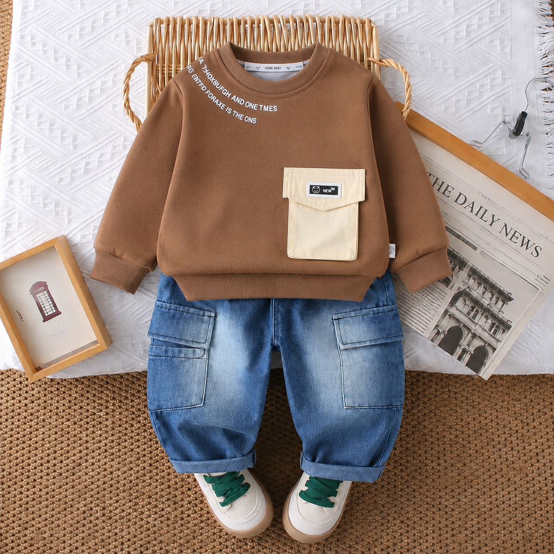 Boys Imported Brown Cord Set [BT-6D-1296] [1-6 Years]