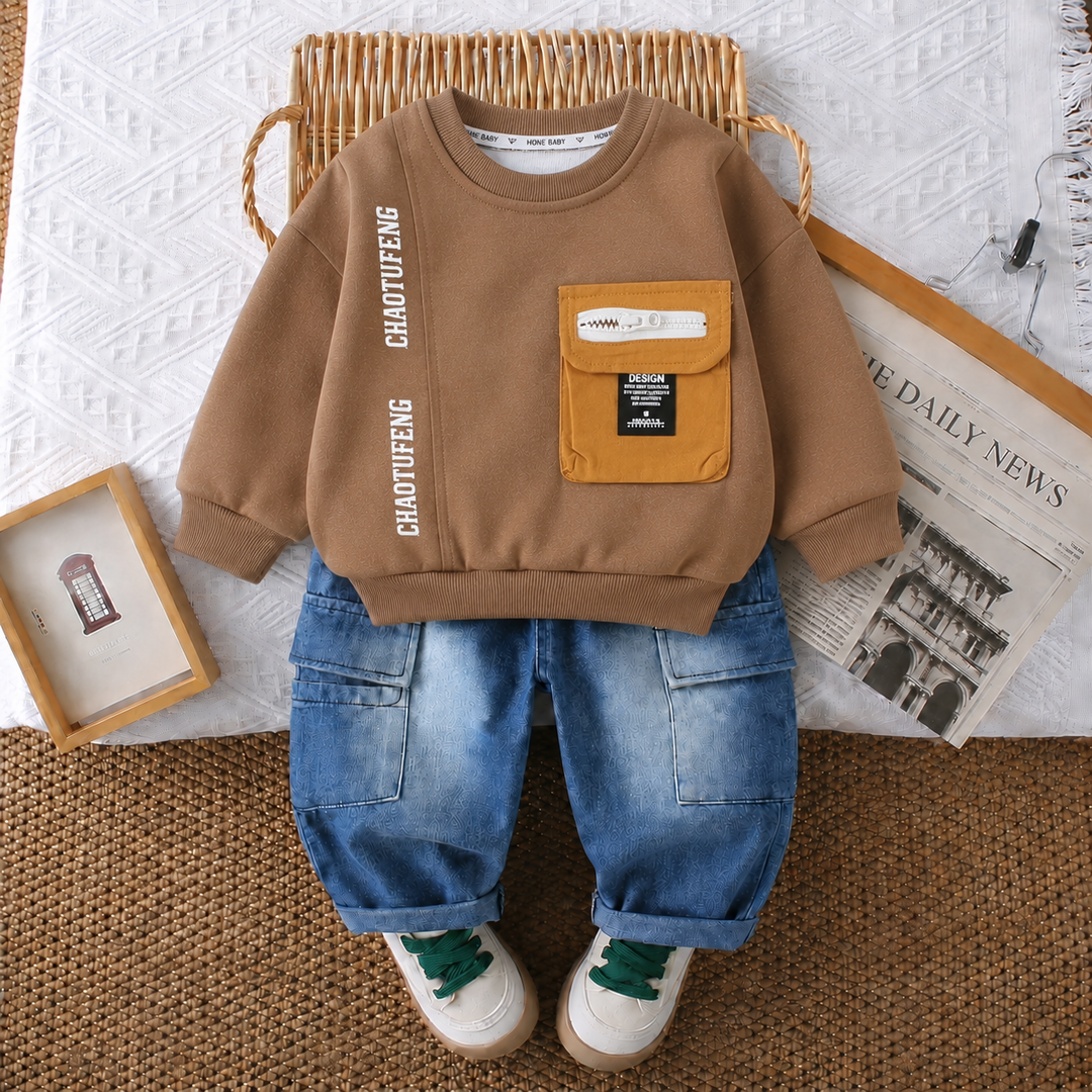 Boys 2 Piece Imported Brown Cord Set [BT-1K-8979] [1 - 6 Years]