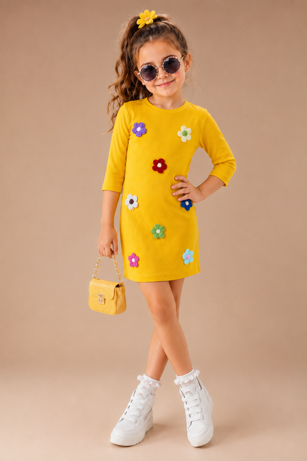 Girls Casual Yellow Bodycon Dress [GD-3A-2782] (3-11 Years)