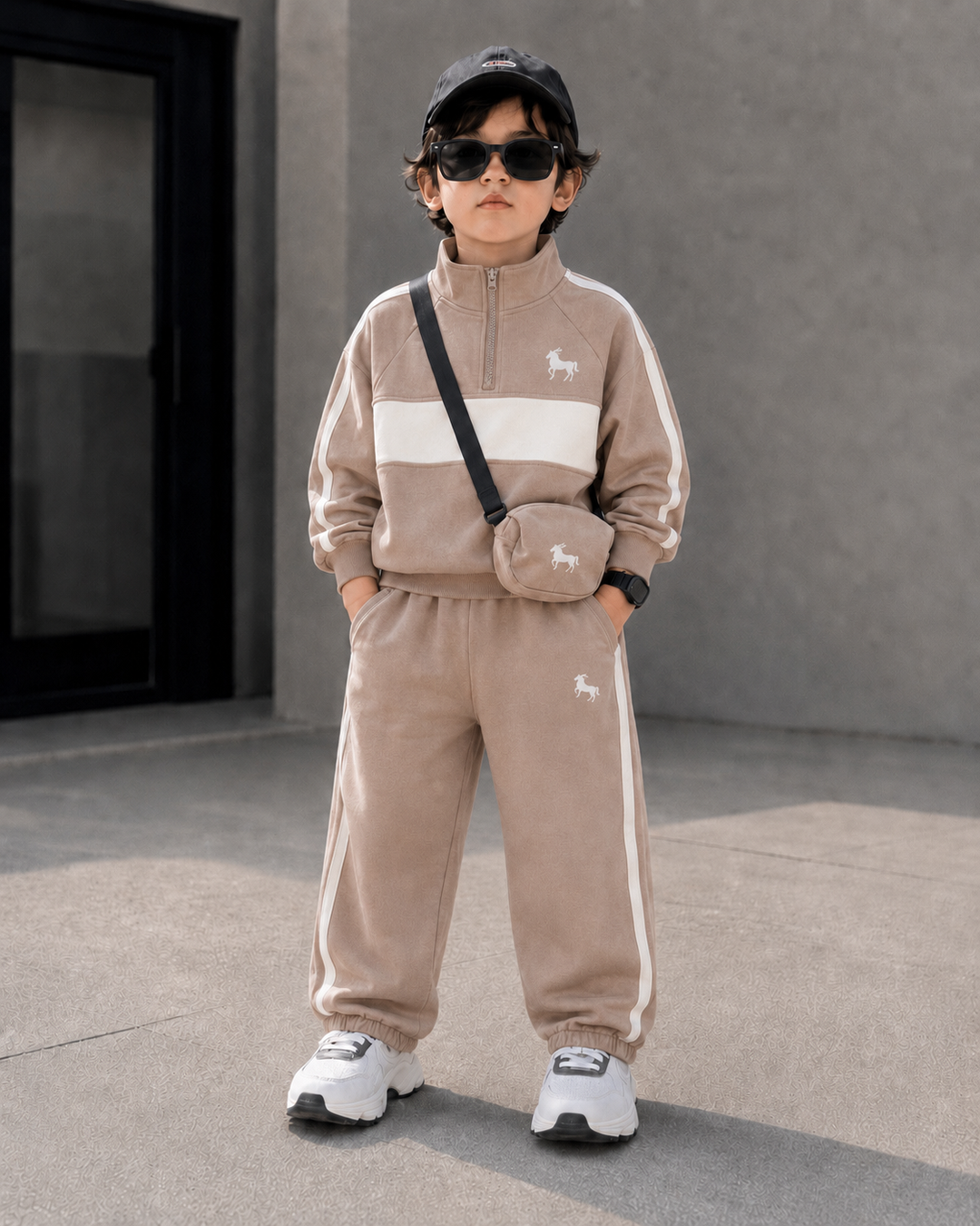 Boys Imported Brown Cord Set With Bag [BT-5C-1252] [1-6 Years]