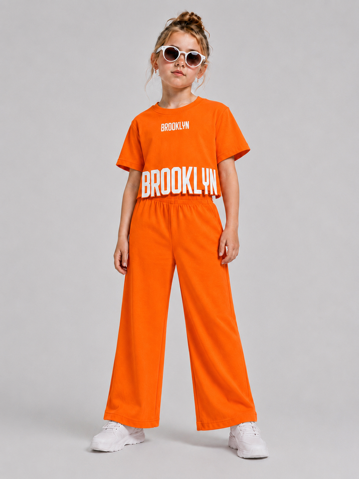 Girls Orange Brooklyn Co-ord Set [GCS-5H-4581] (4-12 Years)