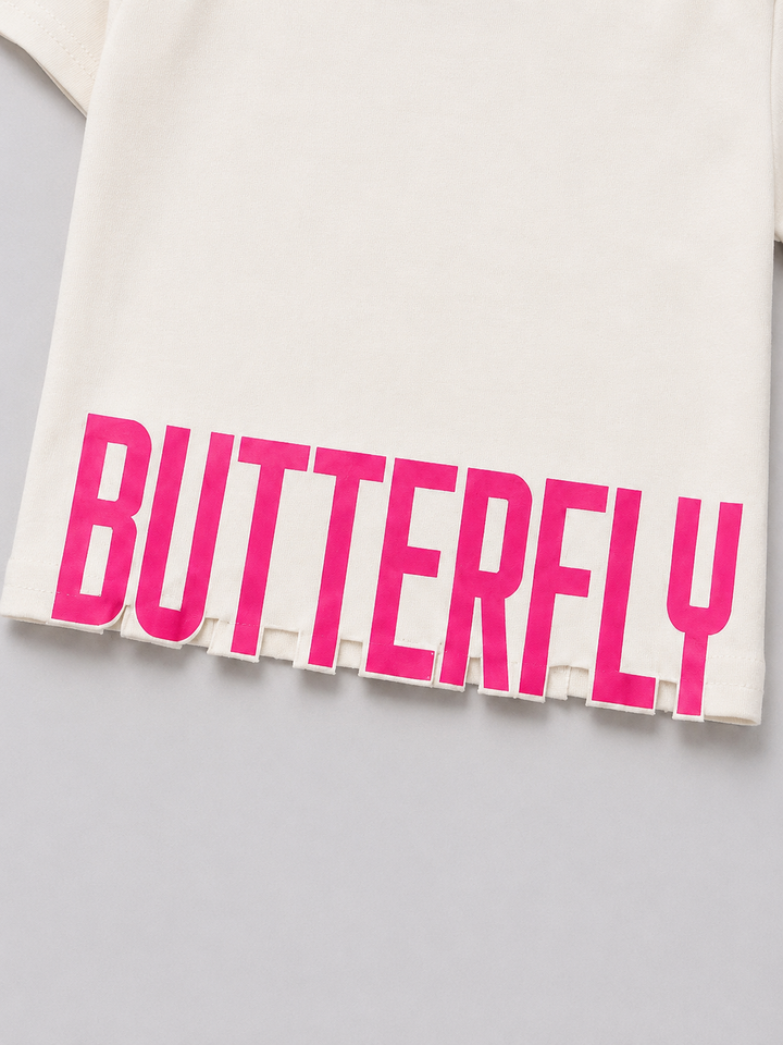 Girls Cream Butterfly Co-ord Set [GCS-1E-1584] (4-12 Years)