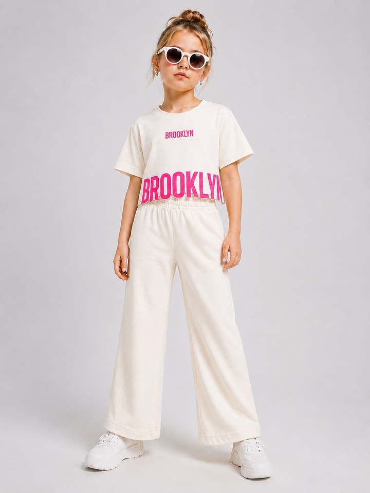 Girls Cream Brooklyn Co-ord Set [GCS-4H-1238] (4-12 Years)