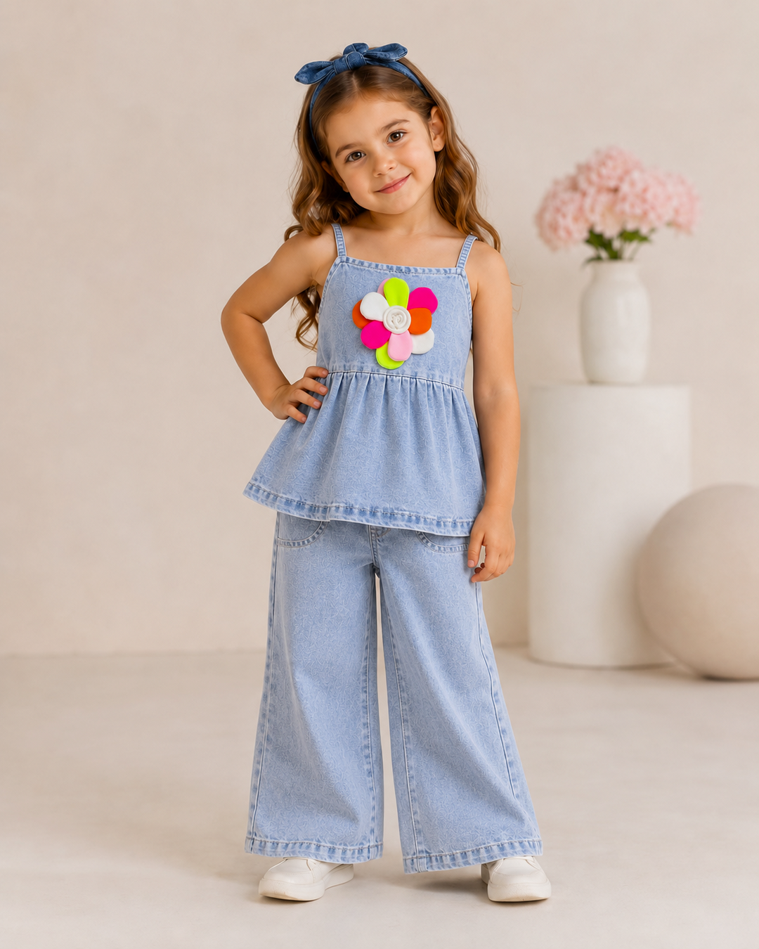 Girls Designer Light Blue Denim Co-Ord Set [GCS-5F-8452] (2-9Years)