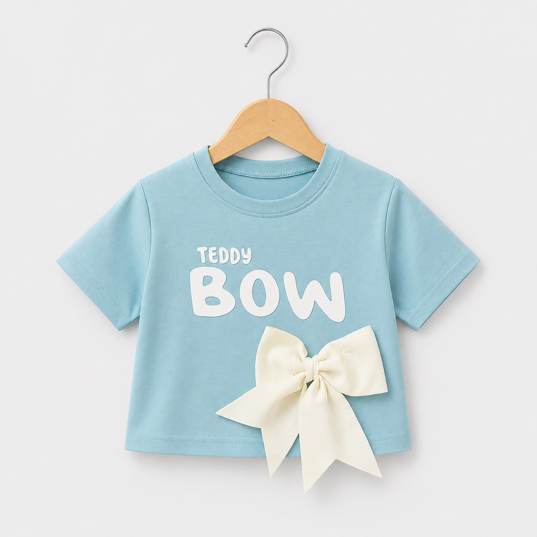 Girls Casual Bow Sea Green Top [GT-7444] [4-12 year]