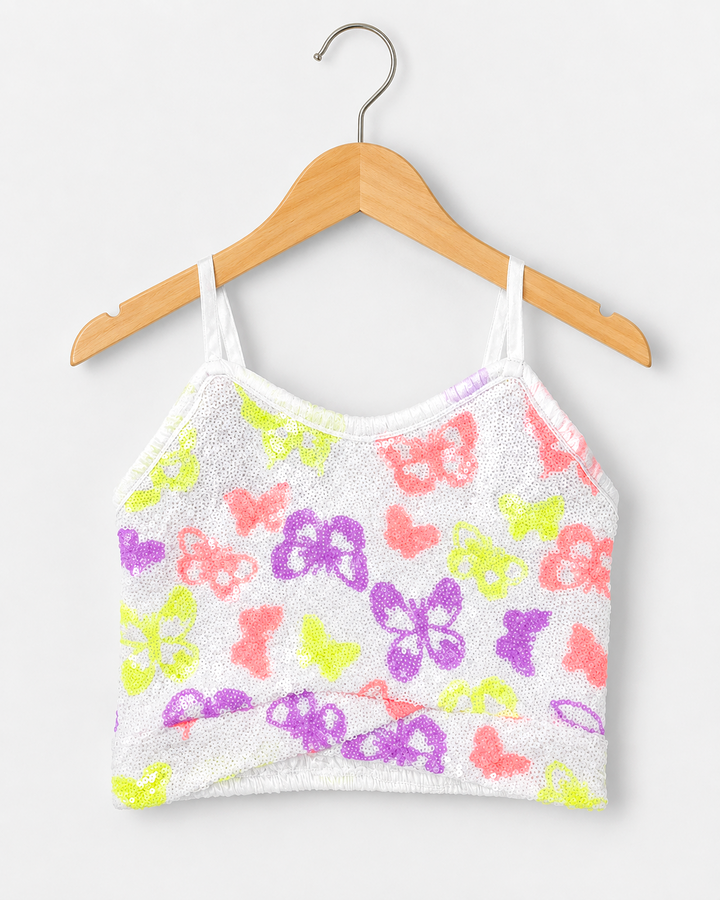 Girls Sleeveless Sequin Butterfly Top [GT-2485] [1-8Years]