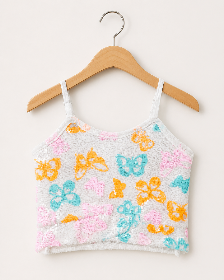 Girls Sleeveless Sequin Butterfly Top [GT-2132] [1-8Years]