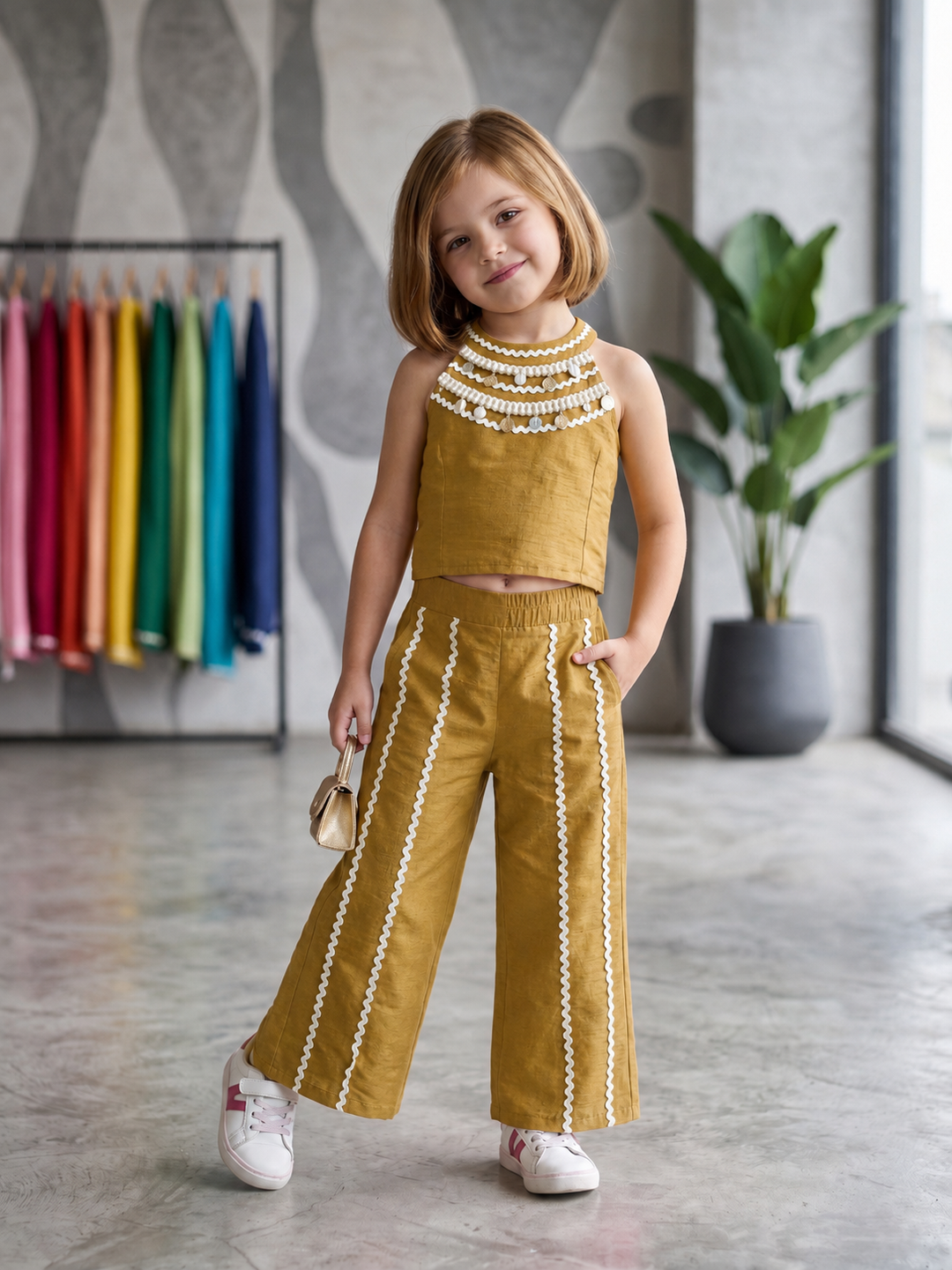 Girl's Summer Seashell Two-Piece Co-Ord Set [GCS-4102] (1-12 Years)