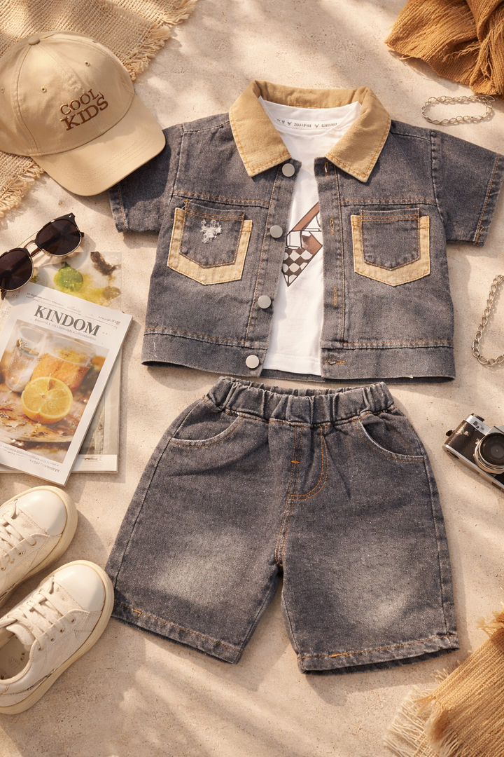 Boys Black Imported Cord Set [BT -2060] [2-7 Years]