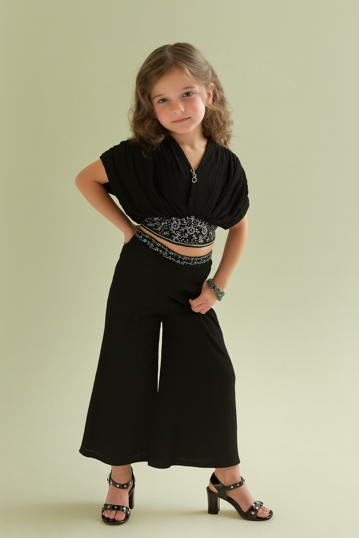 Girl's Party Wear Black Co-Ord Set [GCS-6610] (4-13 Years)
