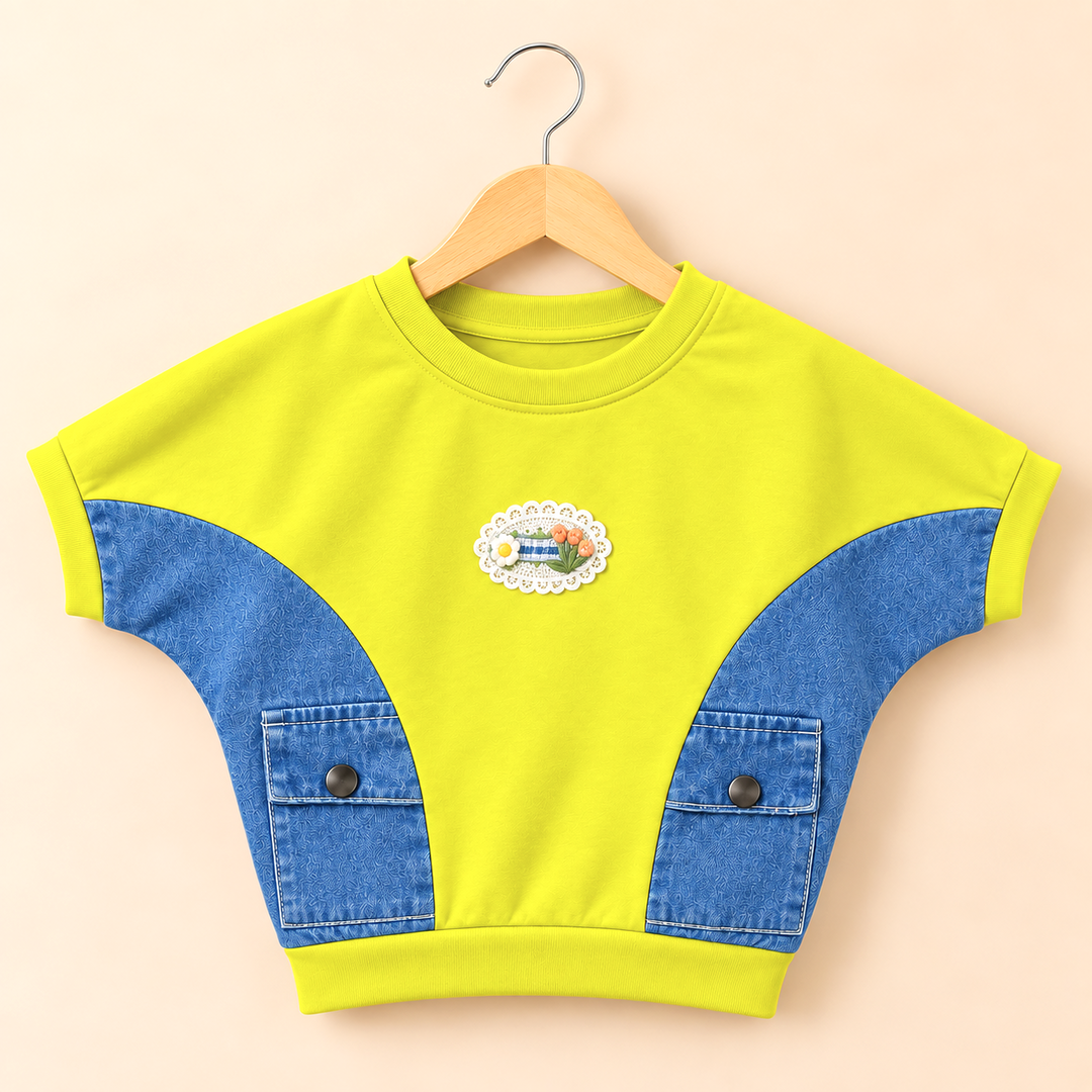Girls Casual Neon Green Top [ONLY TOP] [GT-R-2347] [4-12 year]