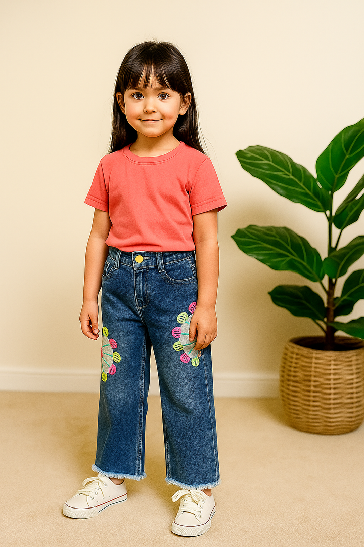 Girls Designer Straight Fit Jeans[GJ-980] (Only Jeans) (4-12Years)