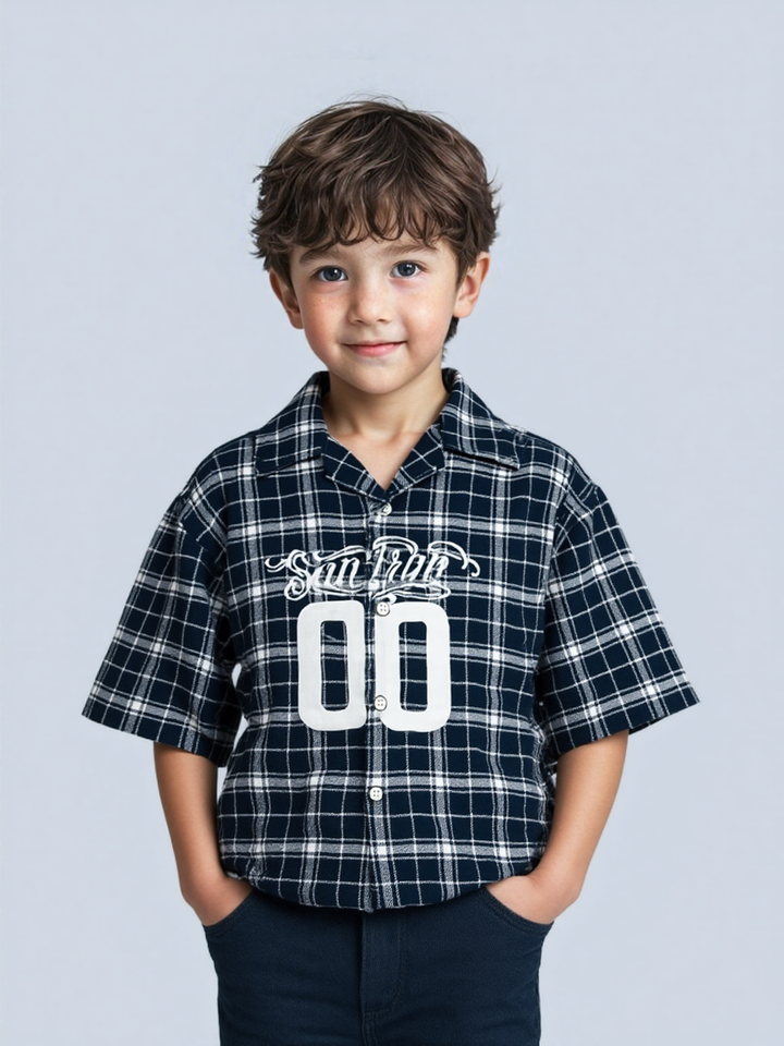 Boys Checkered Oversize Shirt [BT-133] [6 - 11Years]