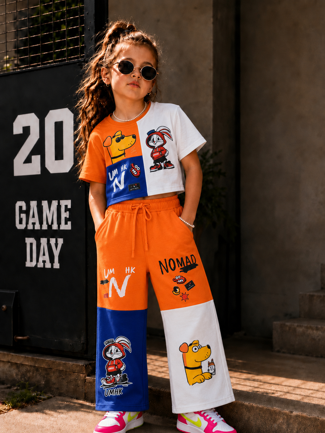Girl's Funky Colorblock Wide-Leg Co-Ord Set [GCS-1C-1324] (4-12Years)