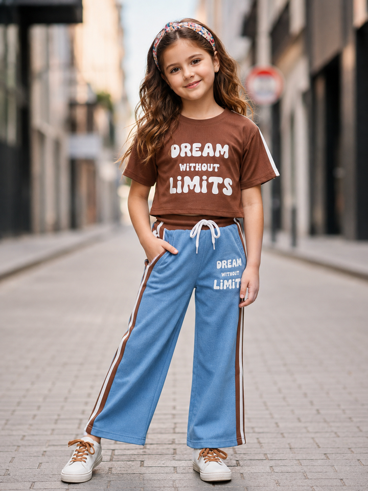 Girl's Causal Brown Co-Ord Set [GCS-2J-5049](3-12 Years)