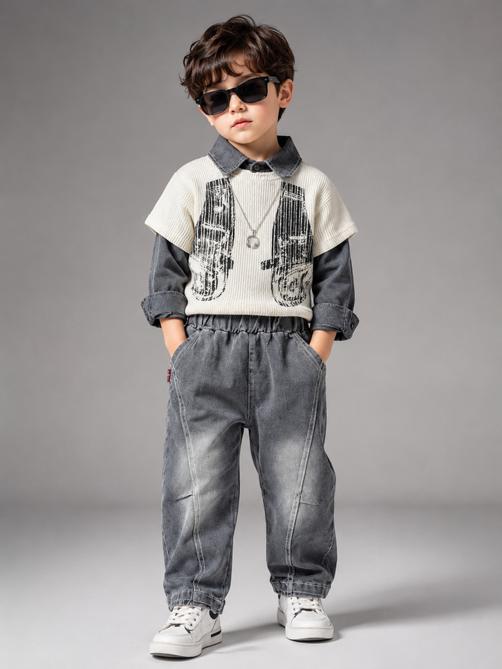 Boys Imported 2 Piece Grey Cord Set [BT-L-3842] [1 - 5Years]