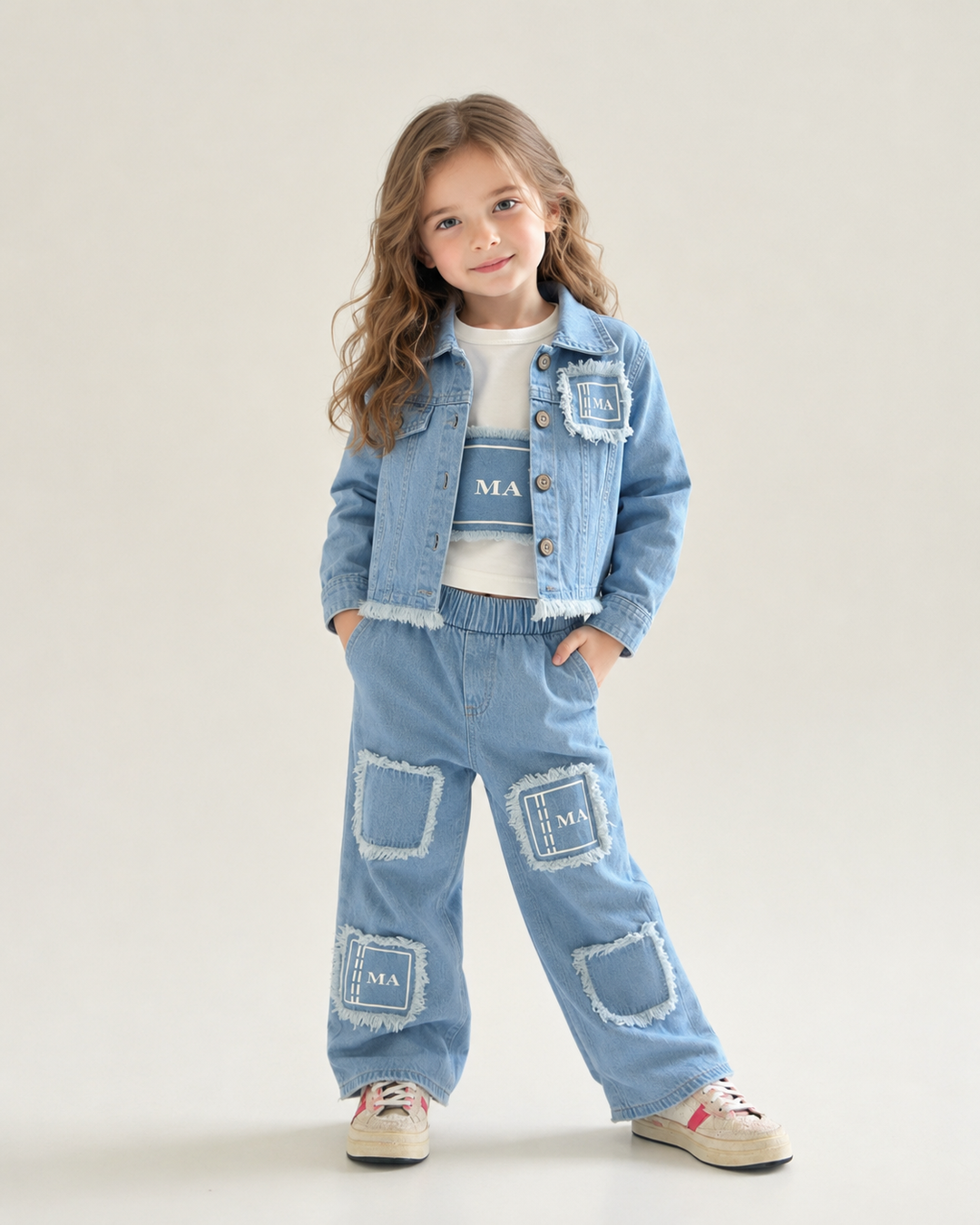 Girls Denim Co-Ord Set [GCS-4J-5058] (1-12Years)