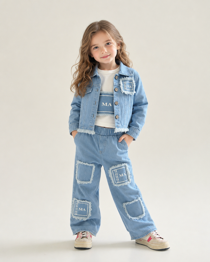 Girls Denim Co-Ord Set [GCS-4J-5058] (1-12Years)