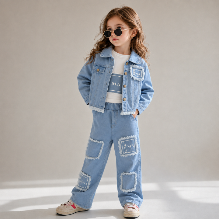 Girls Denim Co-Ord Set [GCS-4J-5058] (1-12Years)