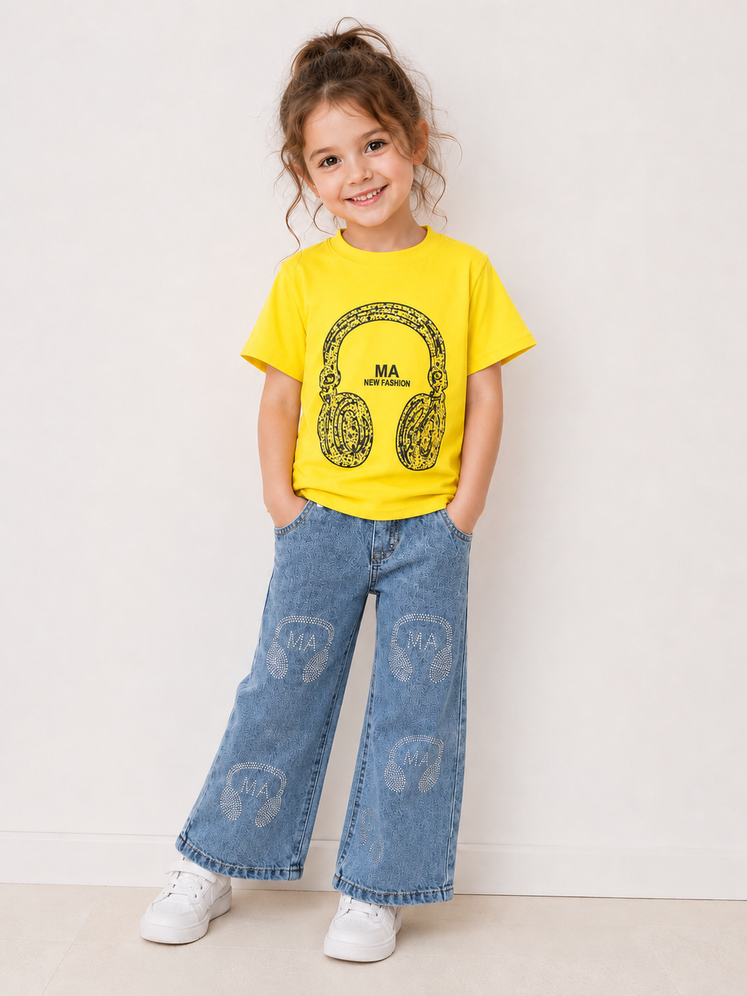 Girl's Yellow embellised Co-Ord Set [GCS-6G-5981](4-12 Years)