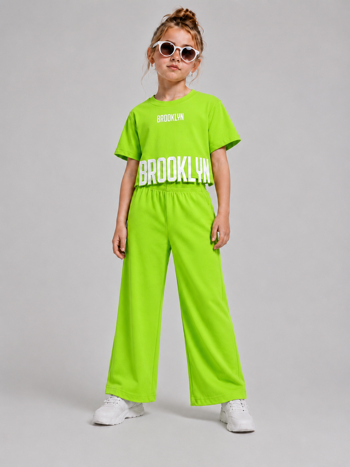 Girls Neon Green Brooklyn Co-ord Set [GCS-4G-5145] (4-12 Years)