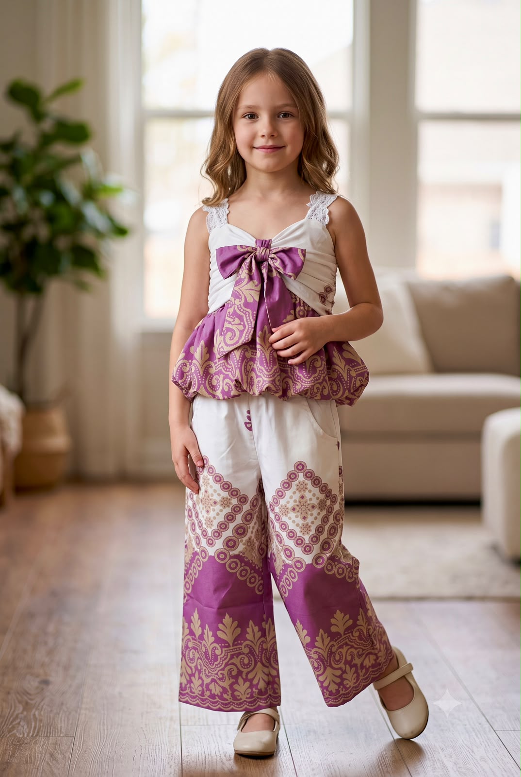 Girls Onion Boho Chic Lace Strap Co-Ord Set [GCS-1B-3459] (4-12 Years)