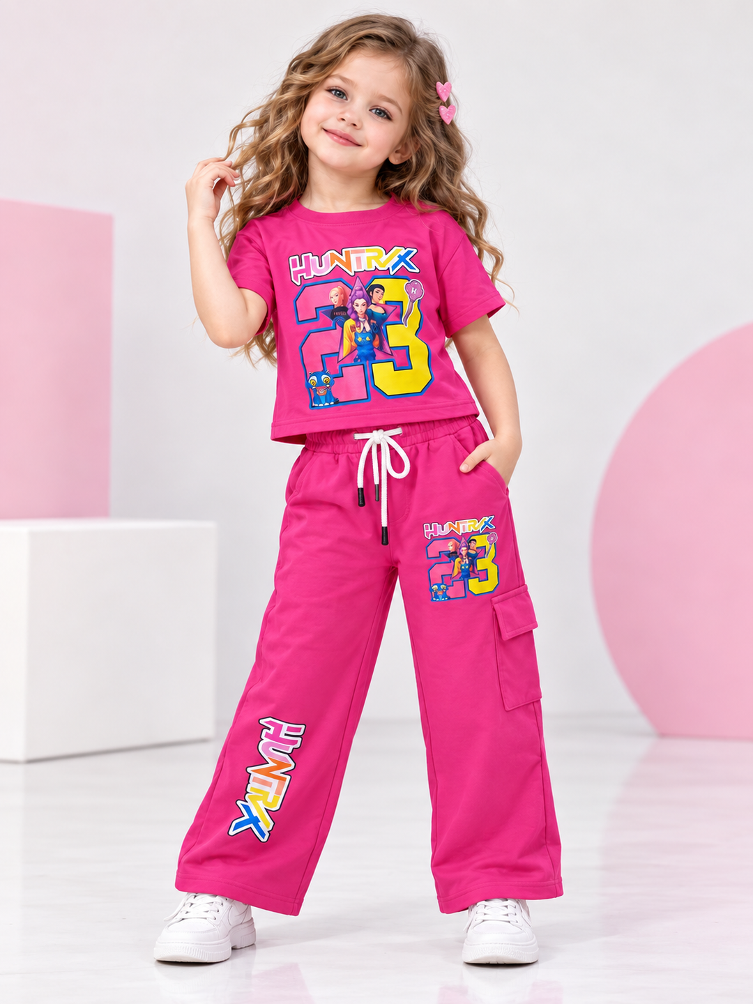 Girls HUNTRX 23 Street Style Hot Pink Co-ord Set [GCS-3A-9005] (4-12 Years)