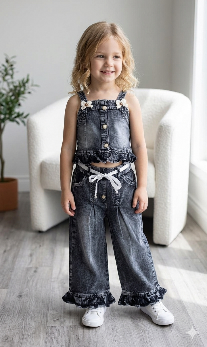 Girls 3 Piece Denim Co-Ord Set [GCS-8149] (1-12Years)