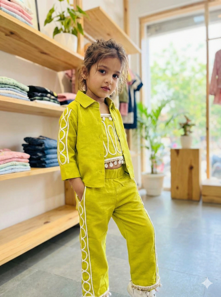 Girl's 3 Piece Green Co-Ord Set [GCS-6120] (9M-6 Years)