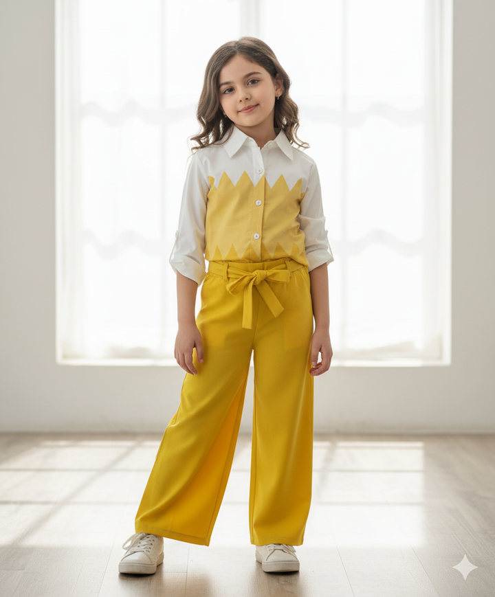 Girl's Causal Yellow Co-Ord Set [GCS-6507] (4-12 Years)