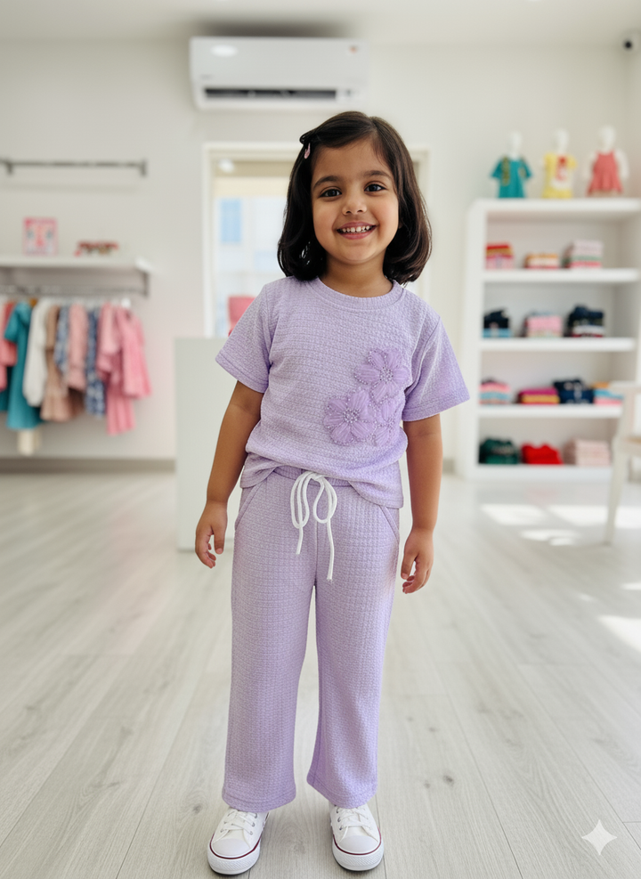Girl's Causal Lavender Co-Ord Set [GCS-6403](3-12 Years)