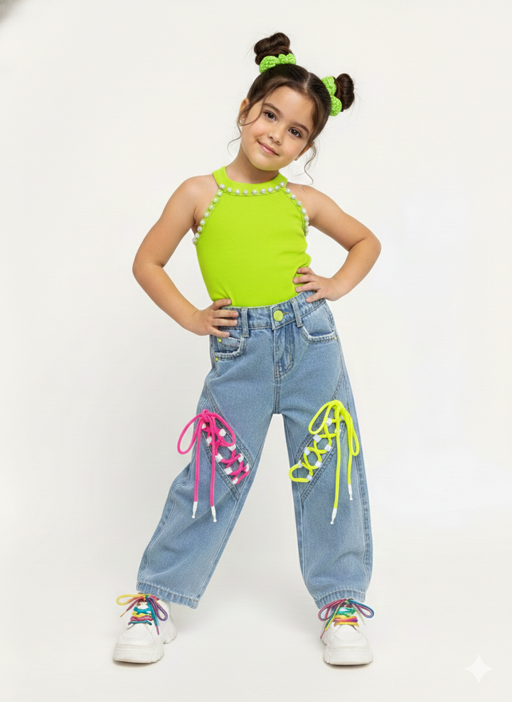 Girls Designer Blue Denim Jeans (Only Jeans) [GJ-1057] (1-12Years)