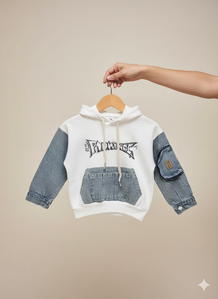 Boys Imported Hoodie White Cord Set [BT-5975] [2 - 6 Years]