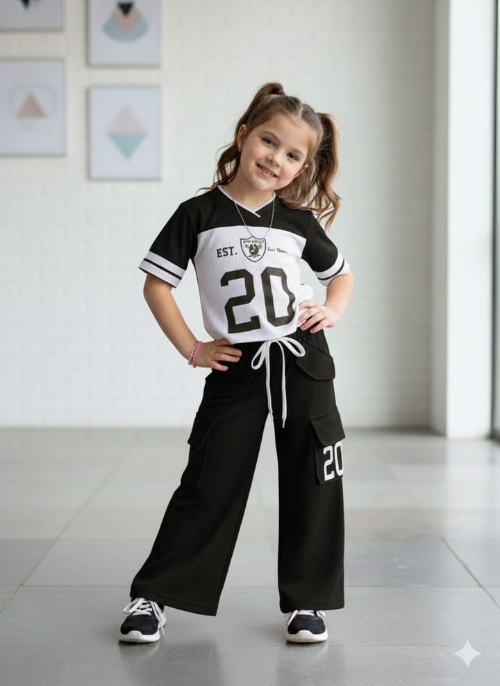 Girl's Causal Black Co-Ord  Set [GCS-6196](3-12 Years)