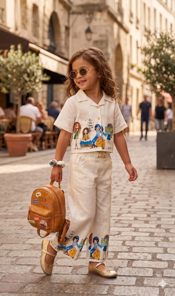 Girls Printed Cotton Co-Ord Set [GCS-5919] (4-11 Years)