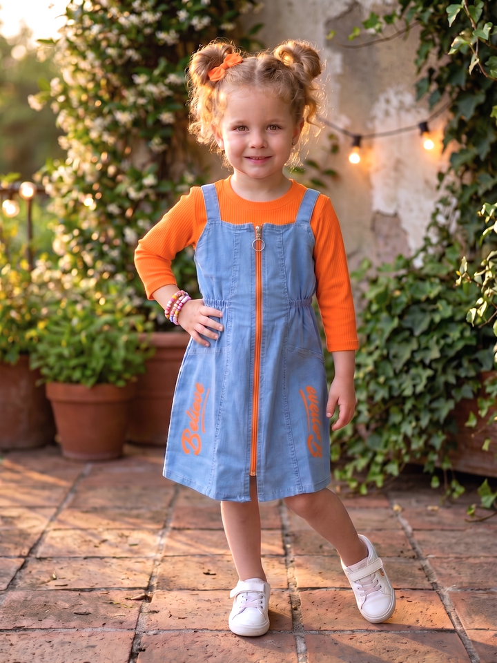 Girls Denim Dungaree Dress [GD-7359] (3-12 Years)