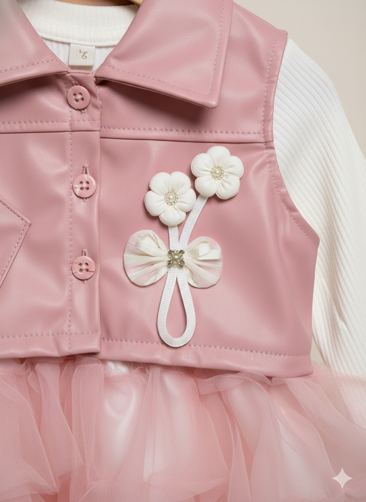 Girls 2 Piece Leather Frock [GF-6375] (1 - 4 Years)