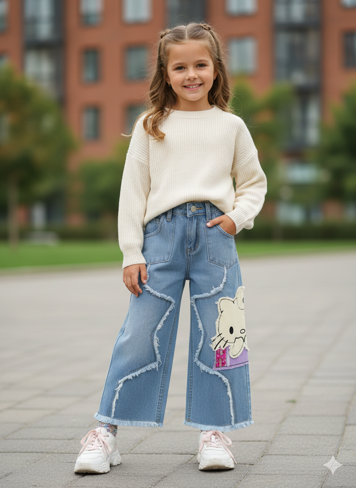 Girls Straight Fit Denim Jeans (Only Jeans) [GJ-1012] (3-14Years)