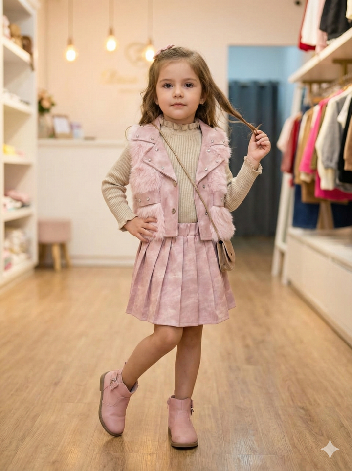 Girl's 3 Piece Imported Co-Ord Set [GCS-6138](4-9 Years)